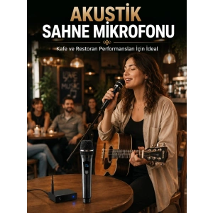 Çift Kablosuz El Mikrofonu Net Ses Kalitesi Ve Dijital Gösterge