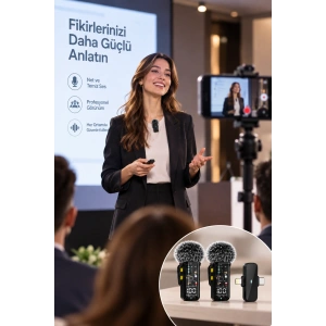Çift Mikrofonlu 2.4g Kablosuz Yaka Mikrofonu Vlog İçin Mikrofon