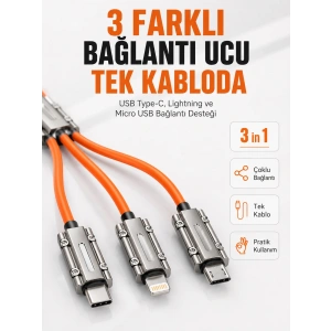 Çinko Alaşımlı Metal Konnektörlü Dayanıklı 6a Hızlı Şarj Kablosu