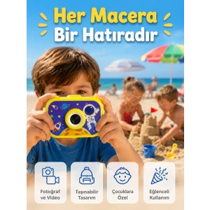 Çocuk Fotoğraf Makinesi Hd Video Kayıt Özellikli 2.0 İnç Ekranlı Type-c Şarjlı Dijital Kamera