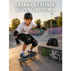 Çocuk Koruyucu Dizlik Dirseklik Ve El Bilek Koruyucu Seti 2 Adet Siyah