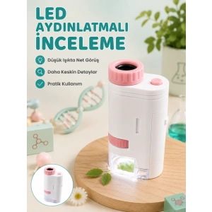 Çocuklar İçin Taşınabilir Bilim Mikroskobu 80x-200x Büyütme Ve Led Aydınlatma