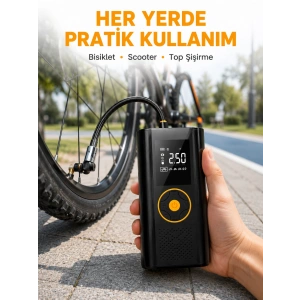 Çok Amaçlı Dijital Lastik Pompası Araç Bisiklet Top Uyumlu Yeni Nesil