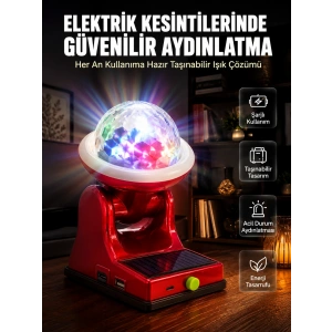 Çok Amaçlı Şarjlı Led Projektör Lamba Solar Enerjili Rgb Ambiyans Ve Parti Işığı