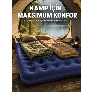 Kamp Ve Festival İçin Şişirilebilir Yatak Çift Kişilik Sağlam Yapı