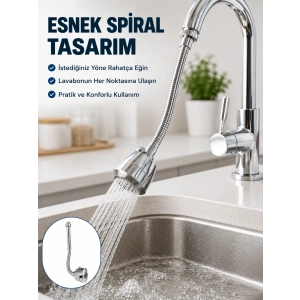 Çok Fonksiyonlu Musluk Uzatma Aparatı 360° Hareketli Krom Musluk Başlığı