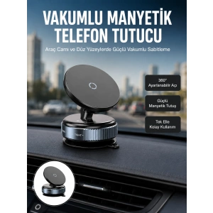 Çok Yönlü Döner Başlıklı Vakumlu Araç Telefon Standı – Sert Yollarda Stabil Kullanım Yeni Nesil