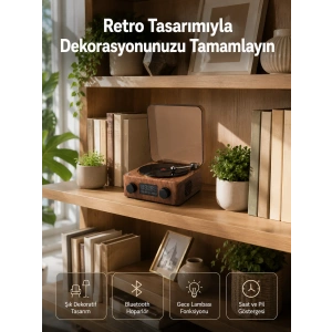 Dekoratif Gece Işıklı Bluetooth Hoparlör – Saatli Tasarım Yeni Nesil