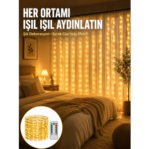Dekoratif Perde Peri Led Günışığı Renk 8 Fonksiyonlu Işık Yeni Nesil