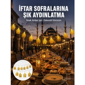 Dekoratif Ramazan Led Işık Pilli Cami Tasarımlı Zincir Aydınlatma Yeni Nesil