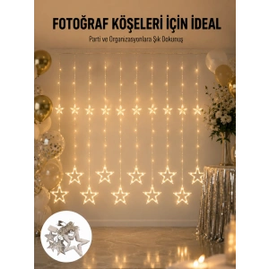 Dekoratif Yıldız Peri Led Perde 3x3 Metre Ortam Işığı Yeni Nesil
