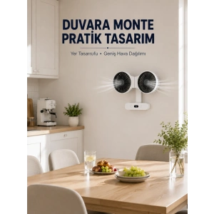 Dijital Göstergeli Çift Fan Başlıklı Masa Vantilatörü