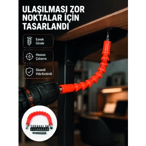 Dmax Esnek Şaftlı Matkap Bits Uç Seti 12 Parça Vida Montaj Ve Tamir Seti