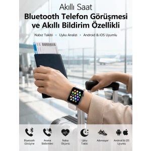 Dokunmatik Ekranı, Bluetooth Görüşme Desteği Ve Akıllı Bildirim Özellikleriyle Teknolojiyi Bileğinize Taşıyan Akıllı Saat