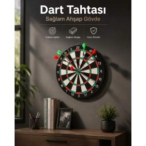 Duvara Monte Sağlam Ahşap Gövdeli Dart Tahtası Ev Ve Oyun Alanları İçin 17 İnç