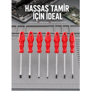 Düz Ve Yıldız Başlıklı 7li Tornavida Seti Ergonomik Tutma
