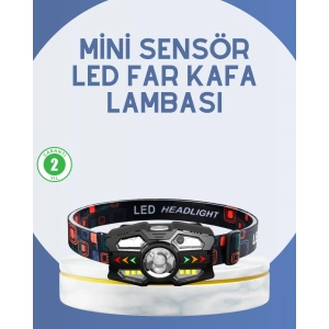El Sensörlü Led Far Suya Dayanıklı Şarjlı Kafa Lambası