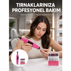 Elektrikli Profesyonel Manikür Pedikür Seti Değiştirilebilir Başlık Seçeneği Yeni Nesil