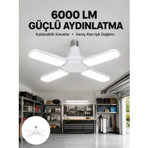 Enerji Tasarruflu Led Ampül 60 Watt 4 Kollu Beyaz Işık Yeni Nesil