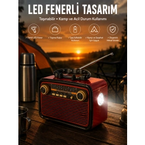 Eskitme Nostalji Tasarımlı Bluetoothlu Nostalji Radyo Ahşap Nostaljik Görünümlü