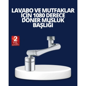 Esnek 1080° Musluk Başlığı 3 Eklemli Hareketli Su Modlu Lavabo Aparatı
