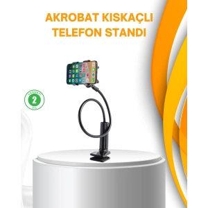 Esnek Gövdeli Mandallı Masaüstü Telefon Tutucu