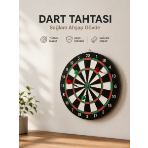 Evde, Ofiste Ve Oyun Alanlarında Kullanıma Uygun Sağlam Ahşap Gövdeli Dart Tahtası