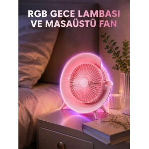 Gece Lambalı Renk Değiştiren Masaüstü Fan