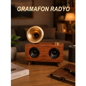 Gramafon Nostaljik Radyo Yüksek Ses Kalitesi Usb Tf Kart Aux Yeni Nesil