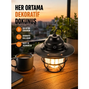 Hafif Ve Taşınabilir Retro Tasarım Kamp Lambası