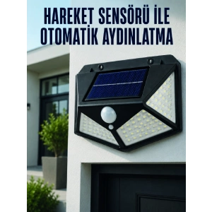Hareket Sensörlü Güneş Enerjili Duvar Lambası Dış Mekan İçin Güçlü Led Aydınlatma