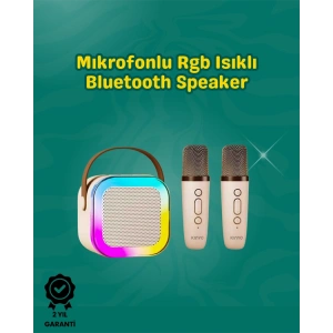 İki Mikrofonlu Renkli Led Işıklı Karaoke Cihazı