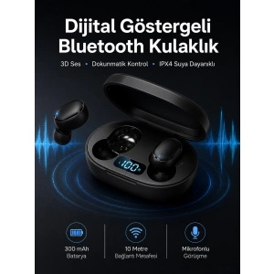 İkili Bluetooth Kulaklık Dijital Göstergeli Uzun Pil Ömrü Yüksek Ses Kaliteli Yeni Nesil