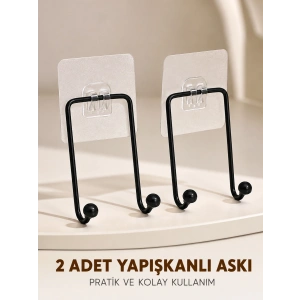 İkili Duvar Tipi Yapışkanlı Askılık Pratik Ev Düzenleme Askısı