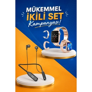 Kablolu Bluetooth Kulaklık Ve Kadınlara Özel Bileklik Hediyeli Yeni Nesil Akıllı Saat 3 Kordonlu