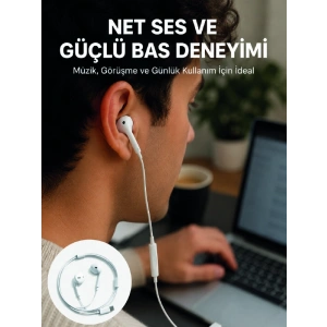 Kablolu Type C Kulak İçi Kulaklık Kristal Netliğinde Ses Kalitesi Yeni Nesil