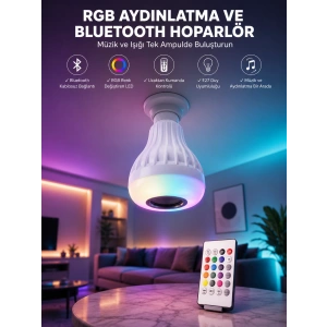 Kablosuz Bluetooth Hoparlör Led Lamba