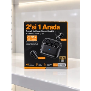 Kablosuz Bluetooth Kulaklık 4 Kulaklıklı 2’si 1 Arada Siyah