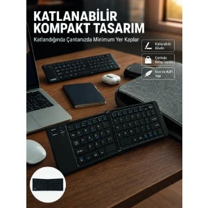 Kablosuz Katlanabilir Bluetooth Klavye Telefon Tablet Bilgisayar Uyumlu