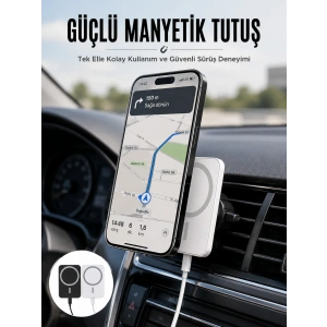 Kablosuz Şarj Aleti Magsafe Araç Içi Manyetik Şarj 15w İos Uyumlu Yeni Nesil