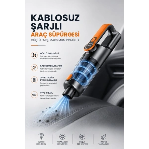 Kablosuz Şarjlı Araç Ve Ev Tipi El Süpürgesi