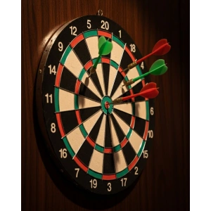 Kaliteli Ahşap 15 İnç Dart Tahtası Kolay Montajlı 4 Ok