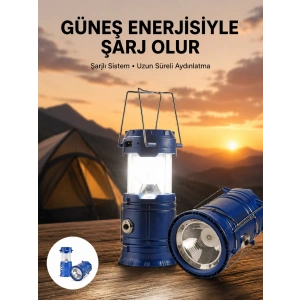 Kamp Feneri Şarj Edilebilir Güneş Enerjili Işıldak Usb Şarjlı
