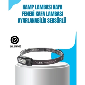 Kamp Lambası Kafa Feneri Kafa Lambası Ayarlanabilir Sensörlü Şarjlı