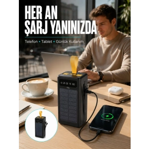 Kamp Ve Outdoor Kullanıma Uygun Güneş Panelli Powerbank Yeni Nesil
