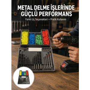 Kapsamlı Matkap Ucu Seti Organizer Kutulu Ahşap Metal Beton Delme Yeni Nesil