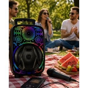 Karaoke Hoparlör Rgb Led Işıklı Usb Fm Radyo Destekli Taşınabilir Speaker