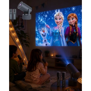 Karaoke Mikrofonlu Akıllı Projeksiyon Cihazı Wifi Bluetooth Destekli
