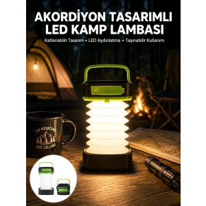 Katlanabilir Kamp Lambası Akordiyon Lamba Şarjlı 3 Kademeli Solar Yeni Nesil