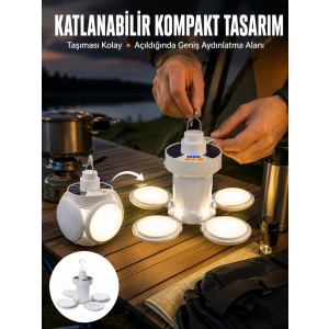 Katlanabilir Taşınabilir Kamp Lambası Işıldak Beyaz Işık Güneş Enerjili Solar Aydınlatma Yeni Nesil